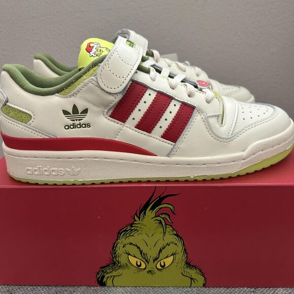 Adidas Forum Low The Grinch Shoes Mens Size 8.5 White Red Green Christmas ID3532 - Picture 12 of 15